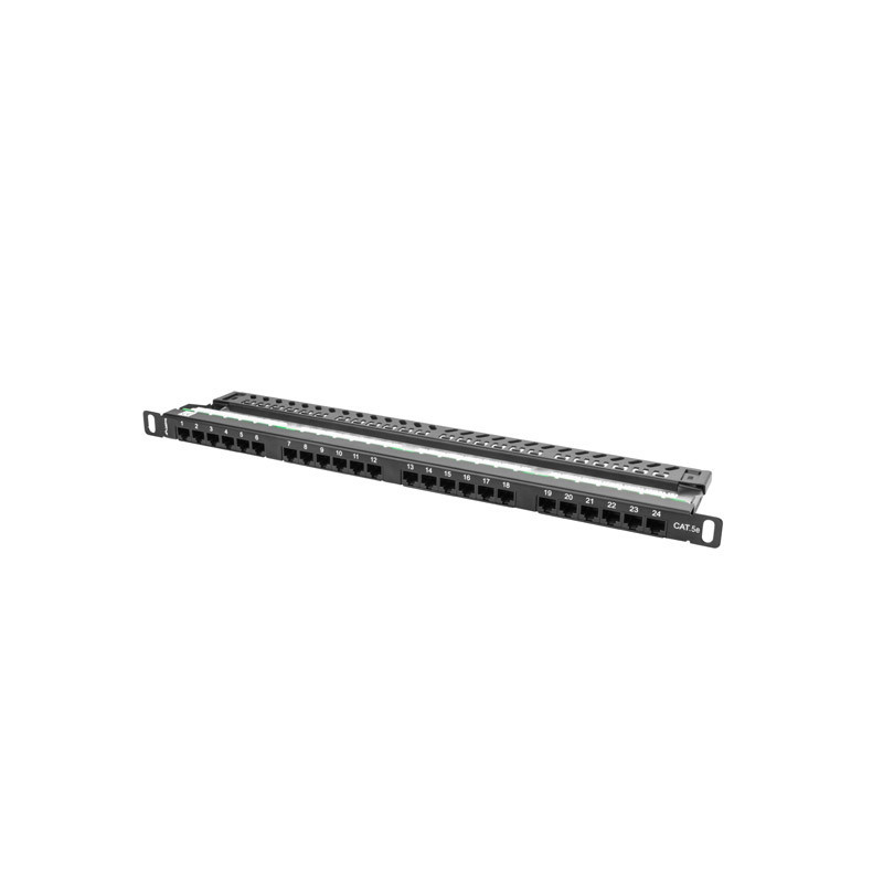 PATCH PANEL 24 PORTŮ 0,5U 19" CAT.5E UTP ČERNÝ PATCH PANEL 24 PORTŮ 0,5U 19" CAT.5E UTP ČERNÝ