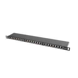 PATCH PANEL 24 PORTŮ 0,5U 19" CAT.5E FTP STÍNĚNÝ ČERNÝ