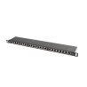 PATCH PANEL 24 PORTŮ 0,5U 19" CAT.5E FTP STÍNĚNÝ ČERNÝ