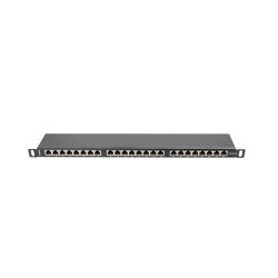 PATCH PANEL 24 PORTŮ 0,5U 19" CAT.5E FTP STÍNĚNÝ ČERNÝ