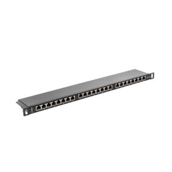PATCH PANEL 24 PORTŮ 0,5U 19" CAT.5E FTP STÍNĚNÝ ČERNÝ