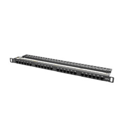 PATCH PANEL 24 PORTŮ 0,5U 19" CAT.6 UTP ČERNÝ