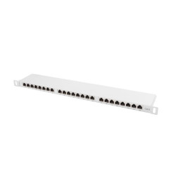 PATCH PANEL 24 PORTŮ 0,5U 19" CAT.6 FTP STÍNĚNÝ ŠEDÝ