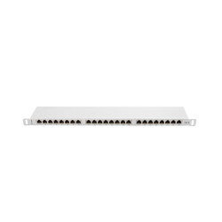 PATCH PANEL 24 PORTŮ 0,5U 19" CAT.6 FTP STÍNĚNÝ ŠEDÝ
