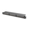 PATCH PANEL 24 PORTŮ 1U 19" CAT.5E FTP STÍNĚNÝ ČERNÝ