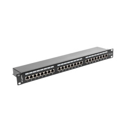 PATCH PANEL 24 PORTŮ 1U 19" CAT.5E FTP STÍNĚNÝ ČERNÝ