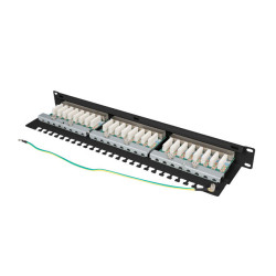 PATCH PANEL 24 PORTŮ 1U 19" CAT.5E FTP STÍNĚNÝ ČERNÝ
