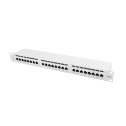 PATCH PANEL 24 PORTŮ 1U 19" CAT.5E FTP STÍNĚNÝ ŠEDÝ