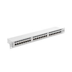 PATCH PANEL 24 PORTŮ 1U 19" CAT.5E FTP STÍNĚNÝ ŠEDÝ