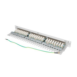 PATCH PANEL 24 PORTŮ 1U 19" CAT.5E FTP STÍNĚNÝ ŠEDÝ