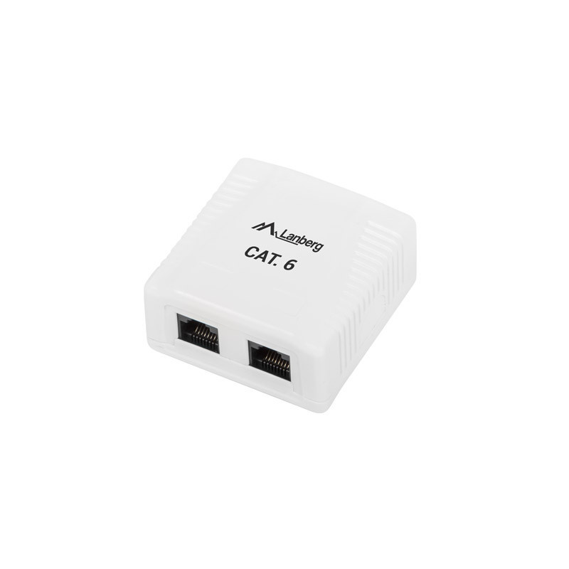 KRABICE PRO POVRCHOVOU MONTÁŽ CAT.6 UTP NESTÍNĚNÁ 2X RJ45 BÍLÁ
