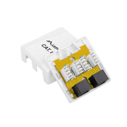 KRABICE PRO POVRCHOVOU MONTÁŽ CAT.6 UTP NESTÍNĚNÁ 2X RJ45 BÍLÁ