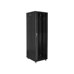 19" VOLNĚ STOJÍCÍ RACKOVÁ SKŘÍŇ 47U/800X1000 S PROSKLENÝMI DVEŘMI ČERNÁ  (SMONTOVANÁ)