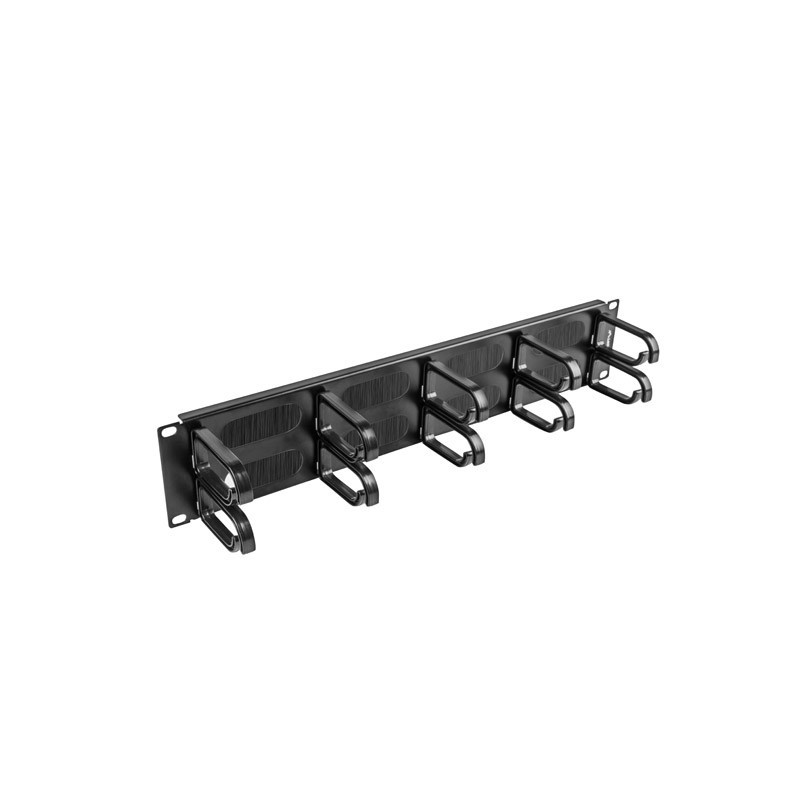 19" PANEL S KARTÁČEM PRO SPRÁVU KABELŮ 10 KROUŽKŮ TYP B 2U ČERNÝ