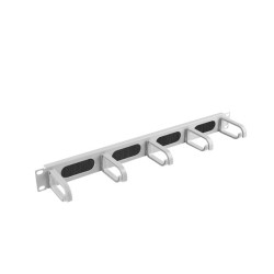 19" PANEL S KARTÁČEM PRO VEDENÍ KABELŮ 5 KROUŽKŮ TYP B 1U ŠEDÝ