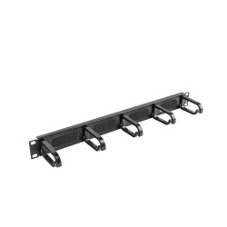 19" PANEL S KARTÁČEM PRO VEDENÍ KABELŮ 5 KROUŽKŮ TYP B 1U ČERNÝ