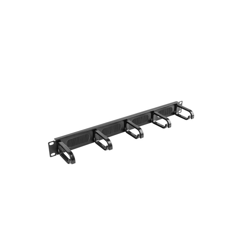 19" PANEL S KARTÁČEM PRO VEDENÍ KABELŮ 5 KROUŽKŮ TYP B 1U ČERNÝ 19" PANEL S KARTÁČEM PRO VEDENÍ KABELŮ 5 KROUŽKŮ TYP B 1U ČERNÝ