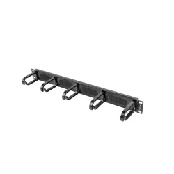 19" PANEL S KARTÁČEM PRO VEDENÍ KABELŮ 5 KROUŽKŮ TYP B 1U ČERNÝ