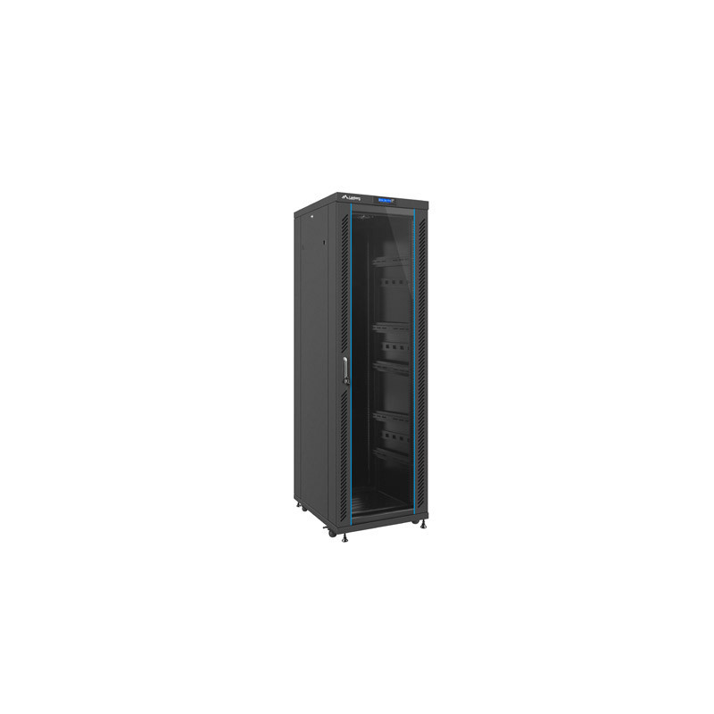 19" VOLNĚ STOJÍCÍ RACKOVÁ SKŘÍŇ 37U/600X800 (FLAT PACK) S PROSKLENÝMI DVEŘMI LCD ČERNÁ 