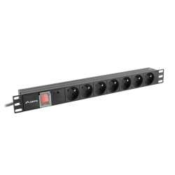NAPÁJECÍ DISTRIBUČNÍ JEDNOTKA (PDU) 19"  1U 16A 2M 7X FRANCOUZSKÉ ZÁSUVKY ČERNÁ