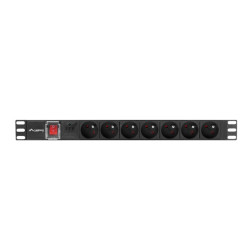 NAPÁJECÍ DISTRIBUČNÍ JEDNOTKA (PDU) 19"  1U 16A 2M 7X FRANCOUZSKÉ ZÁSUVKY ČERNÁ