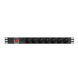 NAPÁJECÍ DISTRIBUČNÍ JEDNOTKA (PDU) 19"  1U 10A 2M 7X FRANCOUZSKÉ ZÁSUVKY ČERNÁ C14