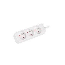 NAPÁJECÍ LIŠTA  1,5 M 3X FRANCOUZSKÉ ZÁSUVKY KVALITNÍ MĚDĚNÝ KABEL BÍLÝ