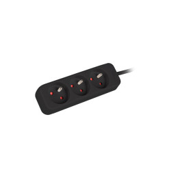 NAPÁJECÍ LIŠTA  1,5 M 3X FRANCOUZSKÉ ZÁSUVKY KVALITNÍ MĚDĚNÝ KABEL ČERNÝ