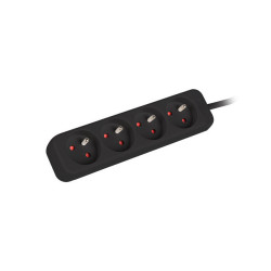 NAPÁJECÍ LIŠTA  1,5 M 4X FRANCOUZSKÉ ZÁSUVKY KVALITNÍ MĚDĚNÝ KABEL ČERNÝ