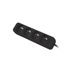 NAPÁJECÍ LIŠTA  1,5 M 4X FRANCOUZSKÉ ZÁSUVKY KVALITNÍ MĚDĚNÝ KABEL ČERNÝ