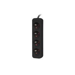 NAPÁJECÍ LIŠTA  1,5 M 4X FRANCOUZSKÉ ZÁSUVKY KVALITNÍ MĚDĚNÝ KABEL ČERNÝ