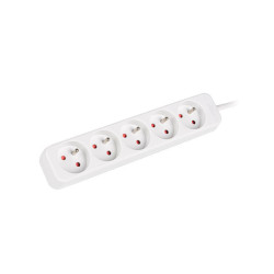 NAPÁJECÍ LIŠTA  1,5 M 5X FRANCOUZSKÉ ZÁSUVKY KVALITNÍ MĚDĚNÝ KABEL BÍLÝ
