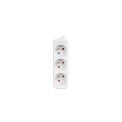 NAPÁJECÍ LIŠTA  3M 3X FRANCOUZSKÉ ZÁSUVKY KVALITNÍ MĚDĚNÝ KABEL BÍLÝ
