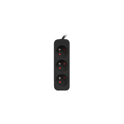 NAPÁJECÍ LIŠTA  3M 3X FRANCOUZSKÉ ZÁSUVKY KVALITNÍ MĚDĚNÝ KABEL ČERNÝ