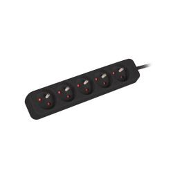 NAPÁJECÍ LIŠTA  3M 5X FRANCOUZSKÉ ZÁSUVKY KVALITNÍ MĚDĚNÝ KABEL ČERNÝ