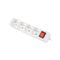 NAPÁJECÍ LIŠTA  1,5 M 4X FRANCOUZSKÉ ZÁSUVKY S VYPÍNAČEM KVALITNÍ MĚDĚNÝ KABEL BÍLÝ