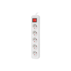 NAPÁJECÍ LIŠTA  3M 5X FRANCOUZSKÉ ZÁSUVKY S VYPÍNAČEM KVALITNÍ MĚDĚNÝ KABEL BÍLÝ