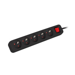 NAPÁJECÍ LIŠTA  3M 5X FRANCOUZSKÉ ZÁSUVKY S VYPÍNAČEM KVALITNÍ MĚDĚNÝ KABEL ČERNÝ