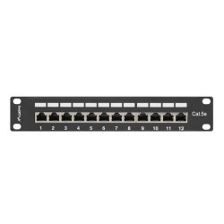 PATCH PANEL 12PORT 1U 10" CAT.5E FTP STÍNĚNÝ ČERNÝ
