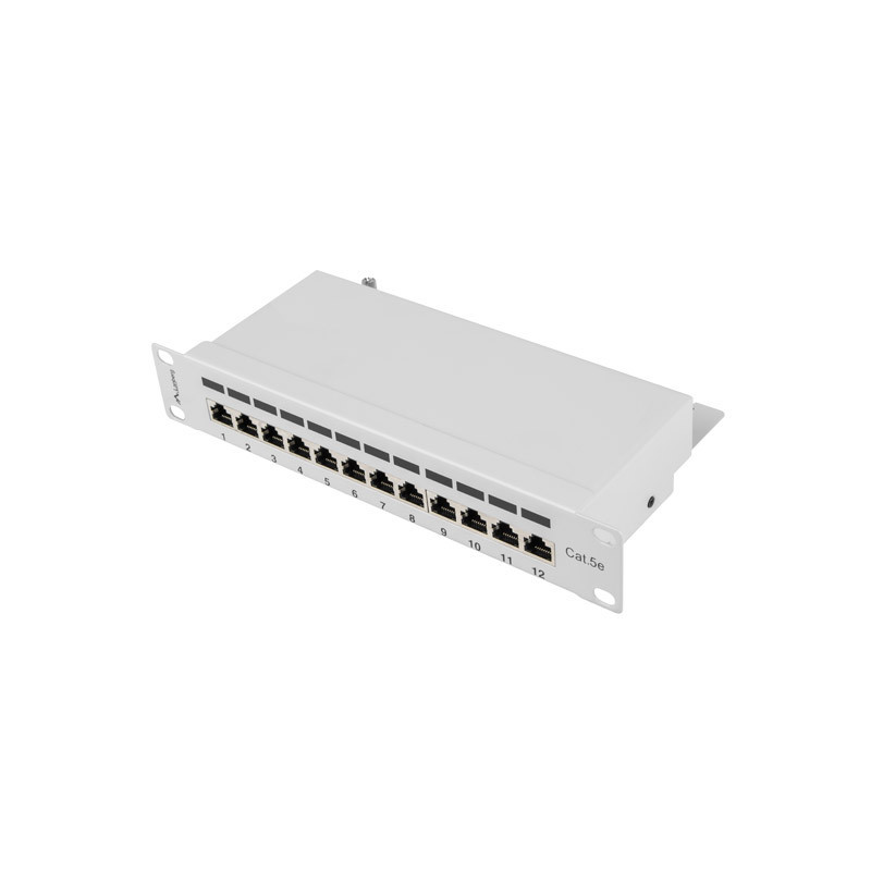 PATCH PANEL 12PORT 1U 10" CAT.5E FTP STÍNĚNÝ ŠEDÝ