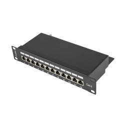 PATCH PANEL 12PORT 1U 10" CAT.6 FTP STÍNĚNÝ ČERNÝ