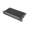 PATCH PANEL 12PORT 1U 10" CAT.6 FTP STÍNĚNÝ ČERNÝ