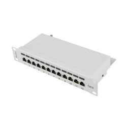 PATCH PANEL 12PORT 1U 10" CAT.6 FTP STÍNĚNÝ ŠEDÝ
