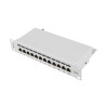 PATCH PANEL 12PORT 1U 10" CAT.6 FTP STÍNĚNÝ ŠEDÝ