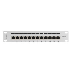 PATCH PANEL 12PORT 1U 10" CAT.6 FTP STÍNĚNÝ ŠEDÝ
