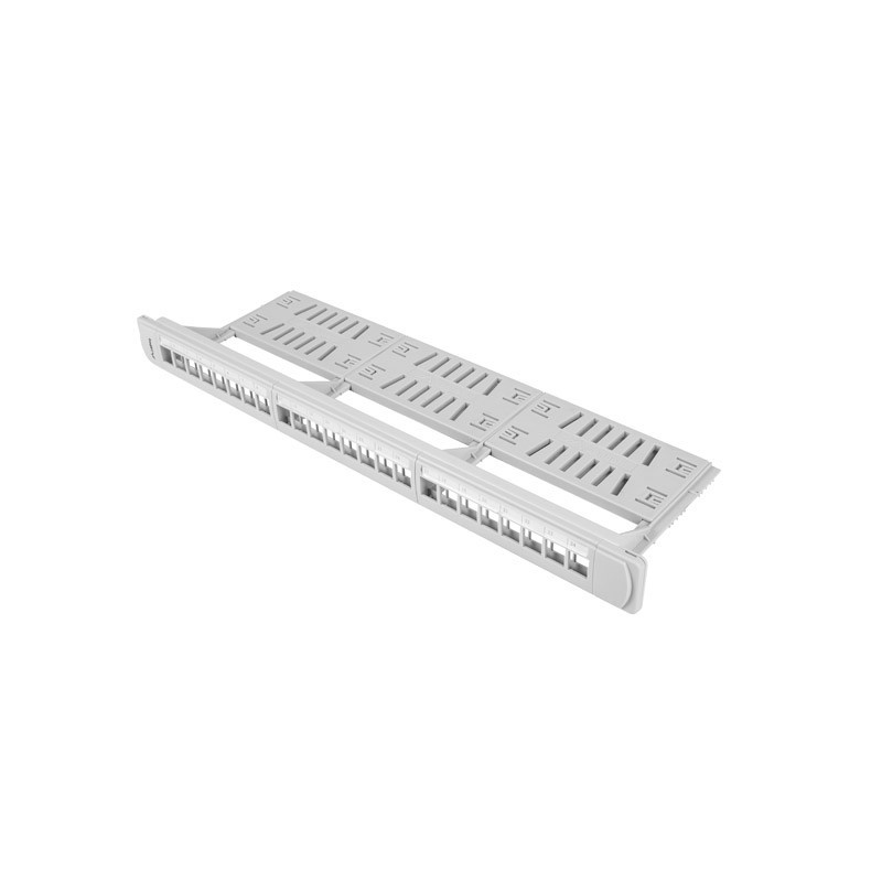 24PORTOVÝ PATCH PANEL 1U S ORGANIZÉREM PRO KEYSTONE MODULY ŠEDÝ 24PORTOVÝ PATCH PANEL 1U S ORGANIZÉREM PRO KEYSTONE MODULY ŠEDÝ