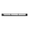 24PORTOVÝ PATCH PANEL 1U S ORGANIZÉREM PRO KEYSTONE MODULY ČERNÝ
