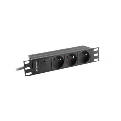 NAPÁJECÍ DISTRIBUČNÍ JEDNOTKA (PDU) 10"  1U 16A 2M 3X FRANCOUZSKÉ ZÁSUVKY ČERNÁ
