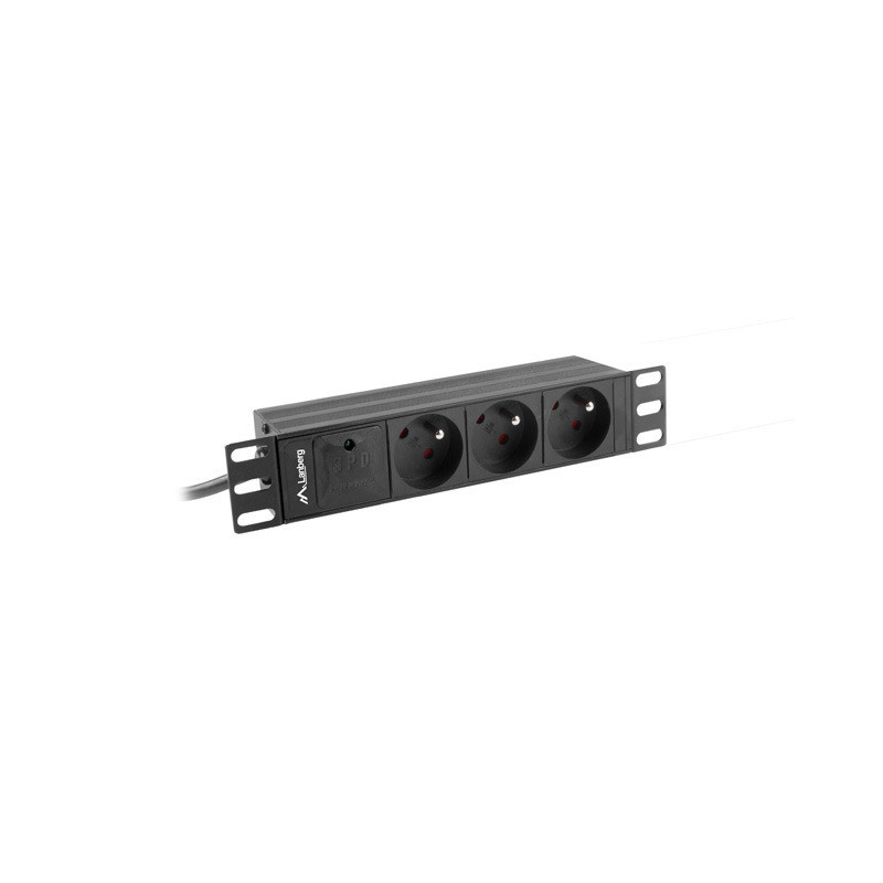 NAPÁJECÍ DISTRIBUČNÍ JEDNOTKA (PDU) 10"  1U 16A 2M 3X FRANCOUZSKÉ ZÁSUVKY ČERNÁ