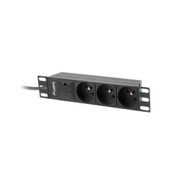 NAPÁJECÍ DISTRIBUČNÍ JEDNOTKA (PDU) 10"  1U 16A 2M 3X FRANCOUZSKÉ ZÁSUVKY ČERNÁ